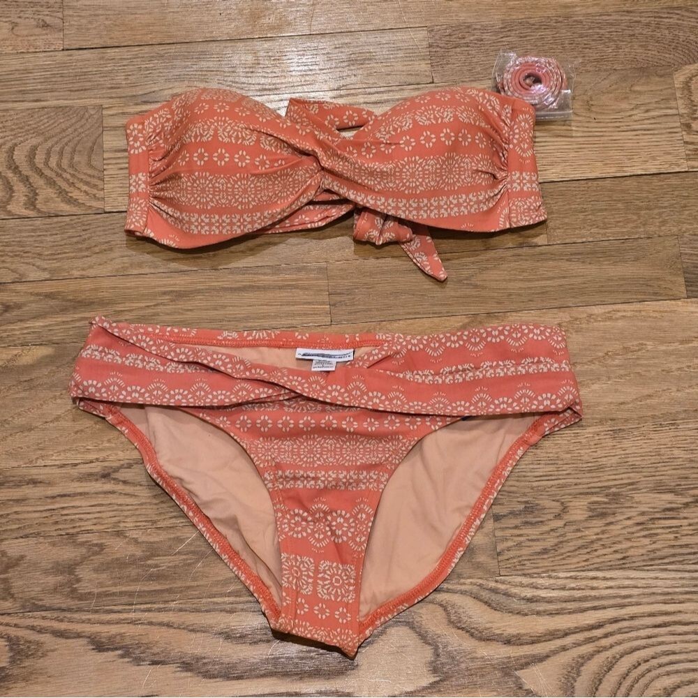 Robin Piccone Coral Bandana Print Bandeau Bikini Set